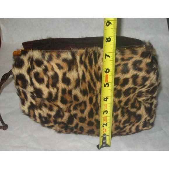 GORGEOUS VINTAGE 40'S GENUINE LEOPARD FUR MUFF & PURSE W CLASP POCKETS RICH WoW - Picture 9 of 12